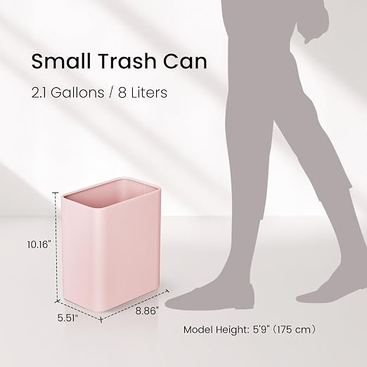 Cesun Pink Bathroom Trash Can 2.1 Gallon Wastebasket, Small Modern Metal - Image 8