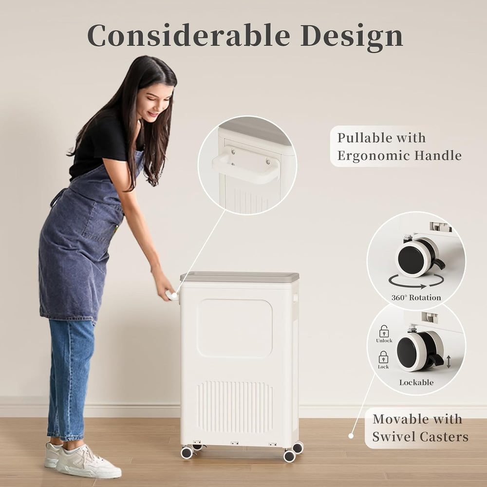 Slim Laundry Hamper with Lid 50L Rolling Basket