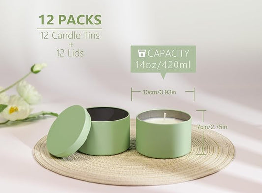 Candle Tins with Lids, 3 Wicks Candle Jars 14oz/420ml Candle Containers 12 Pack - Image 2