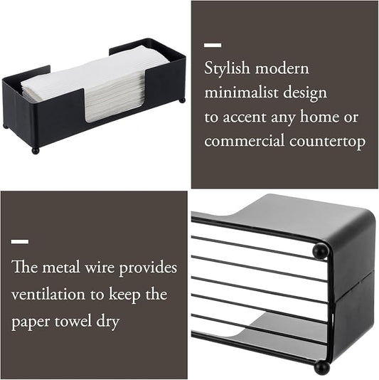 MyGift Modern Matte Black Metal Tabletop Paper Hand Towel Holder, Commercial - Image 2