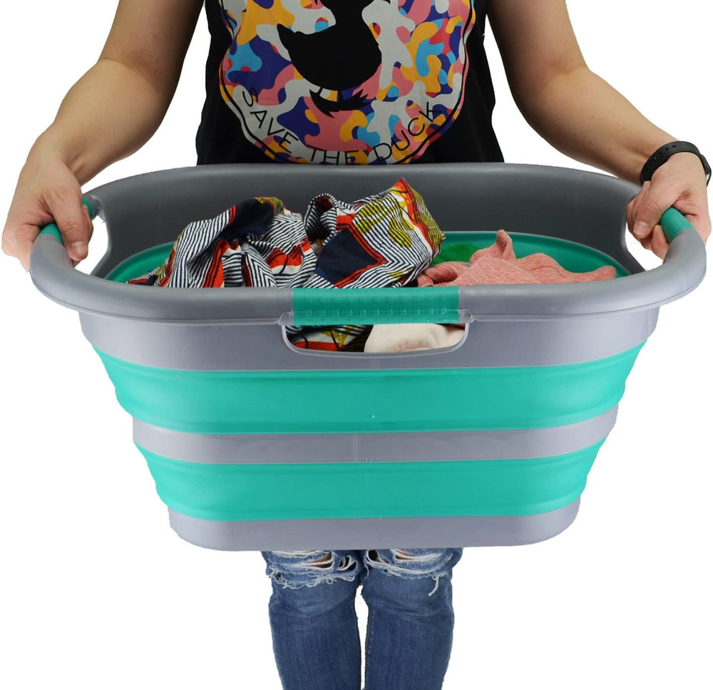 SAMMART 30L (7.9 gallon) Collapsible Plastic Laundry Basket - Foldable Pop Up...