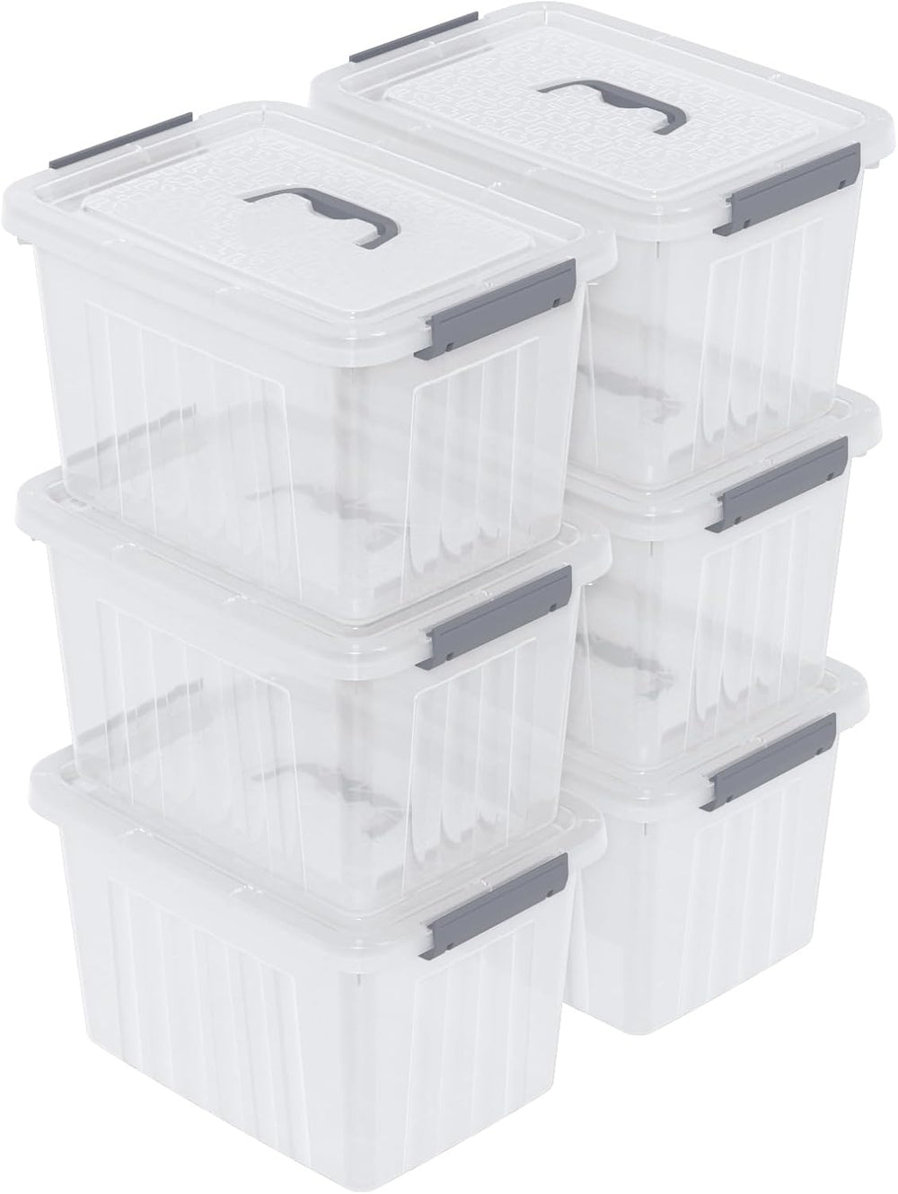 6-Pack 10 Quart Clear Latching Bin with Handle, Plastic Storage Box