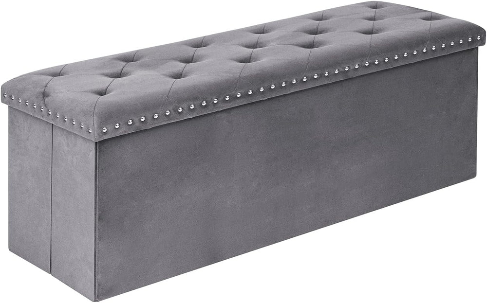 Velvet Storage Ottoman Bench, 43.3" Folding Ottoman