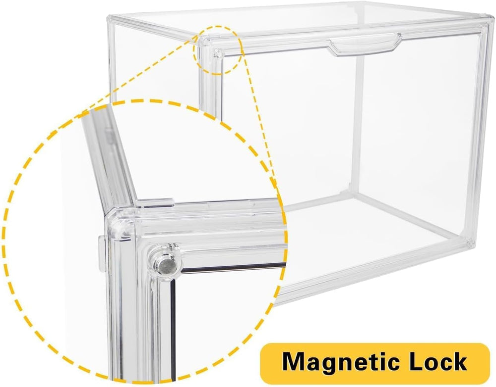 GUDEMAY Clear Stackable Plastic Storage Bins with Magnetic Lid, Dustproof Boo...