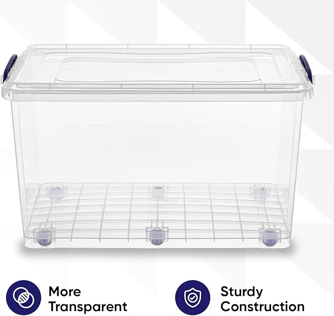 Superio Storage Bins with Lids, Stackable Totes, BPA Free, Odor Free, Organizer