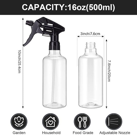 Eccliy 12 Pcs 16 Oz Plastic Spray Bottle, Adjustable Empty Reusable Sprayer - Image 2