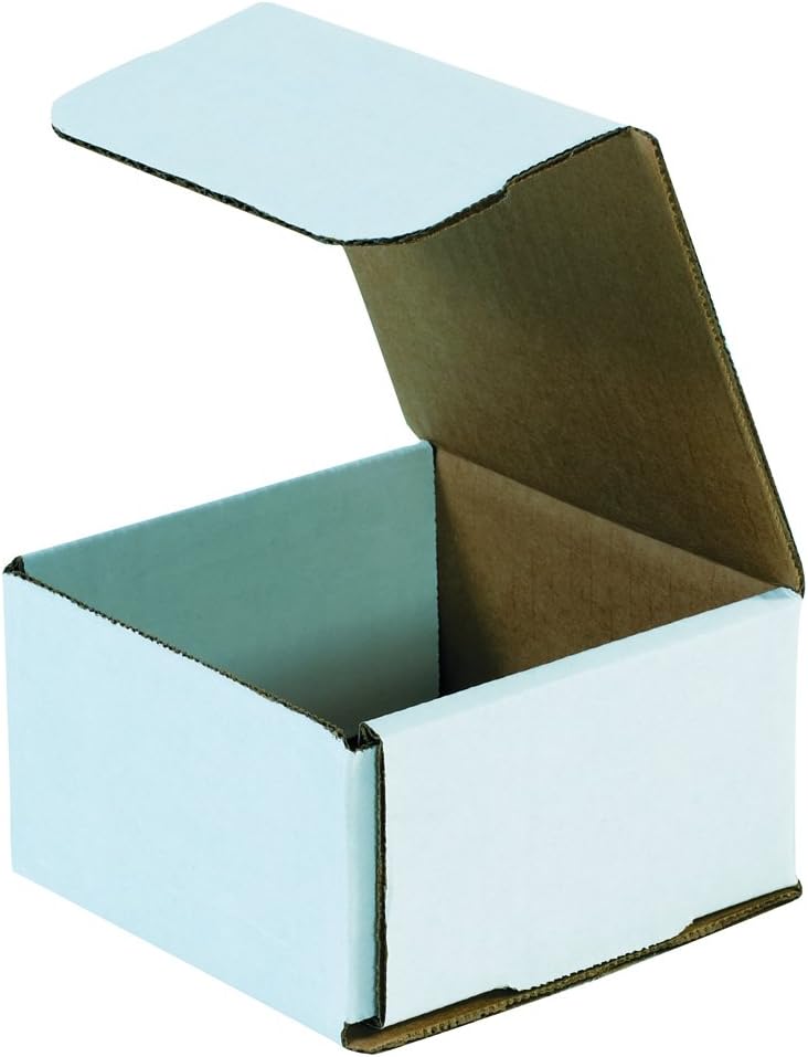 BOX USA White Corrugated Cardboard Mailing Boxes, 4 3/8" x 4 3/8" x...