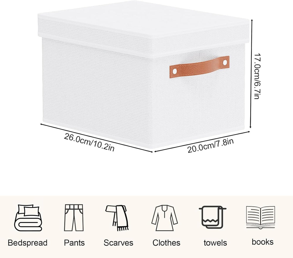 White Foldable Storage Bins,10.2×7.8×6.7 In,Shelf Baskets,5-Pack