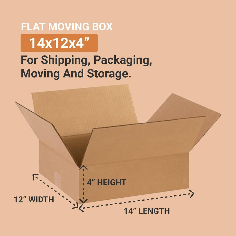 BOX USA Shipping Boxes Flat 14"L x 12"W x 4"H 25-Pack - Corrug...