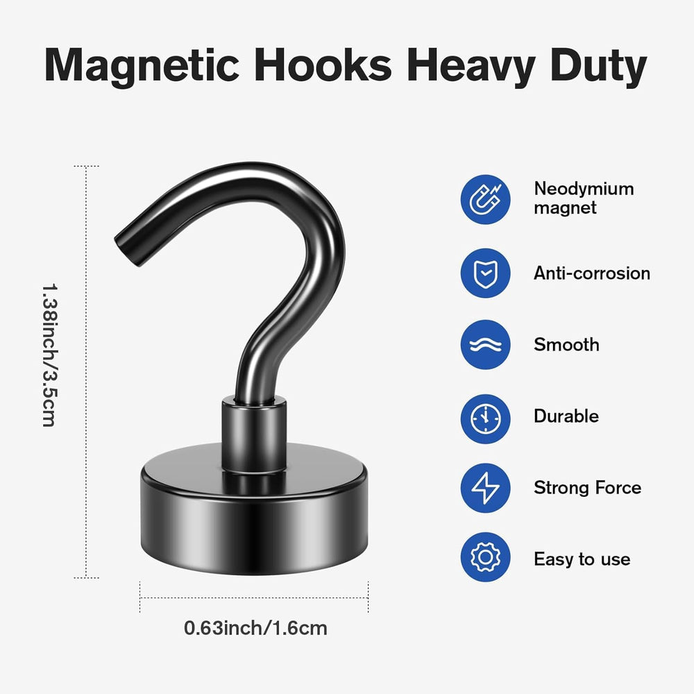 Grtard 200 Pcs Black Magnetic Hooks Heavy Duty, 30LBS Strong Magnet Hooks