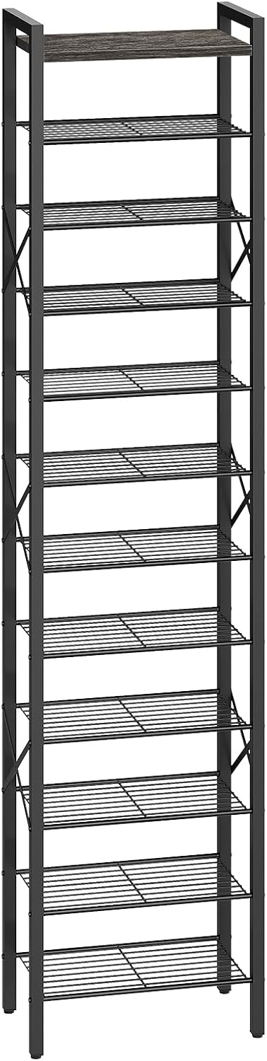 YATINEY 12-Tier Narrow Shoe Rack, Tall Shoe Rack for 12-24 Pairs, Slim Shoe S...