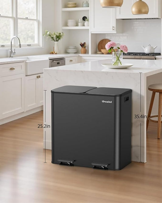 Lovewind Trash Can, 2 x 10.5 Gallon Garbage Can - Image 2