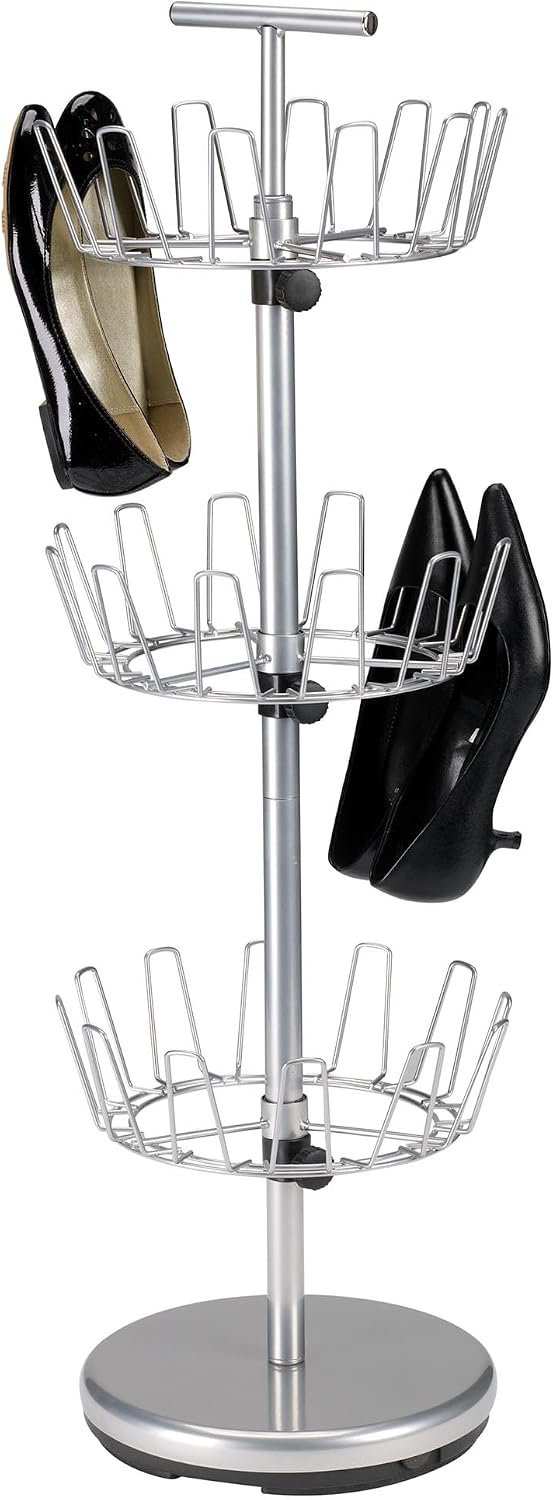 Household Essentials 3-Tier Shoe Storage Tree, Silver