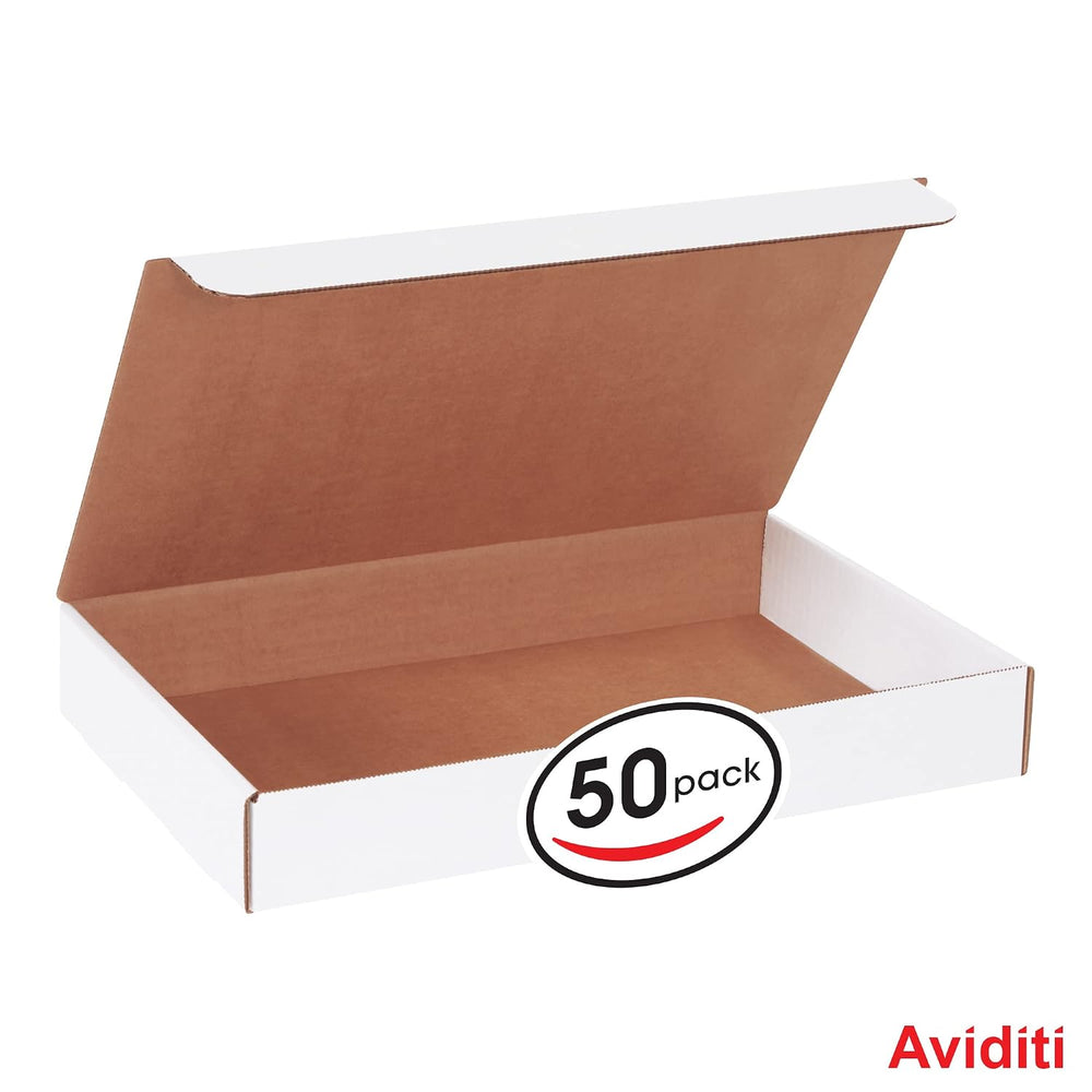 BOX USA White Literature Mailing Boxes, 14 1/8 x 8 3/4 x 2 Inches, Pack of 50...