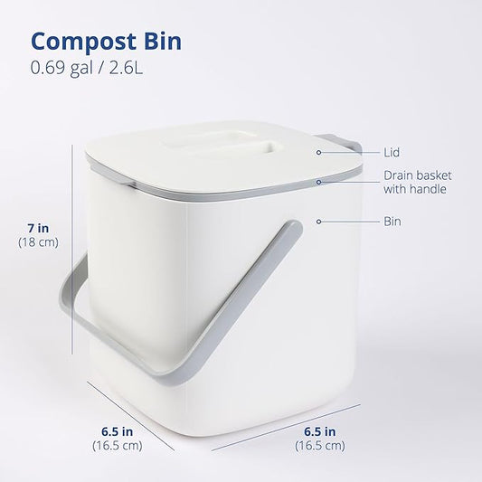 Blue Ginkgo Kitchen Compost Bin – Filter-Free, Odor-Tight Countertop Food Waste - Image 2