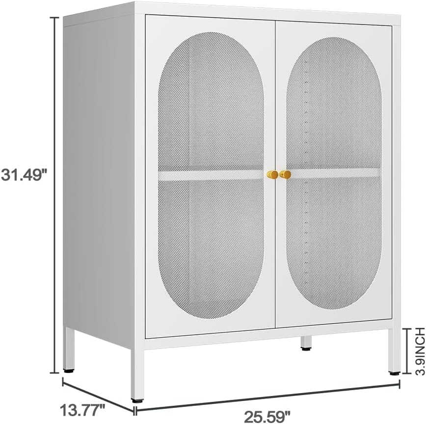 2 Door Accent Cabinet,Metal Storage Cabinet with Adjustable Shelf,Buffet Side...