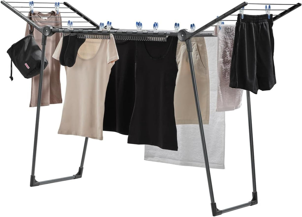 Leifheit Pegasus 150 Solid Slim Black Edition Clothes Airer, Stable Tumble Dr...