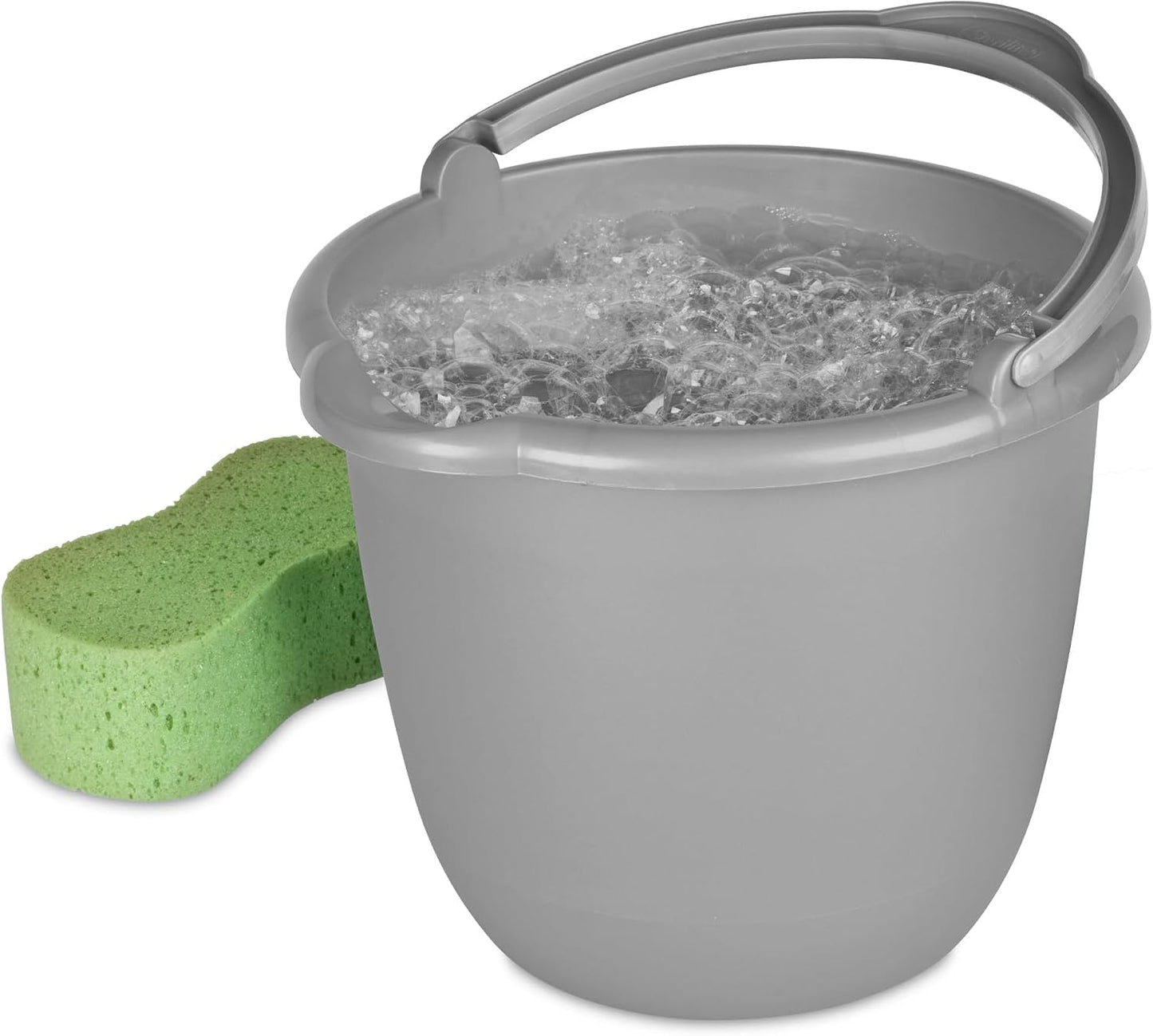 10 Qt. Spout Pail Classic Titanium, Gray Plastic Bucket with Pour Spout & Comfort Grip Handle, Ideal for Household Cleaning, Mopping, Washing Cars and Gardening