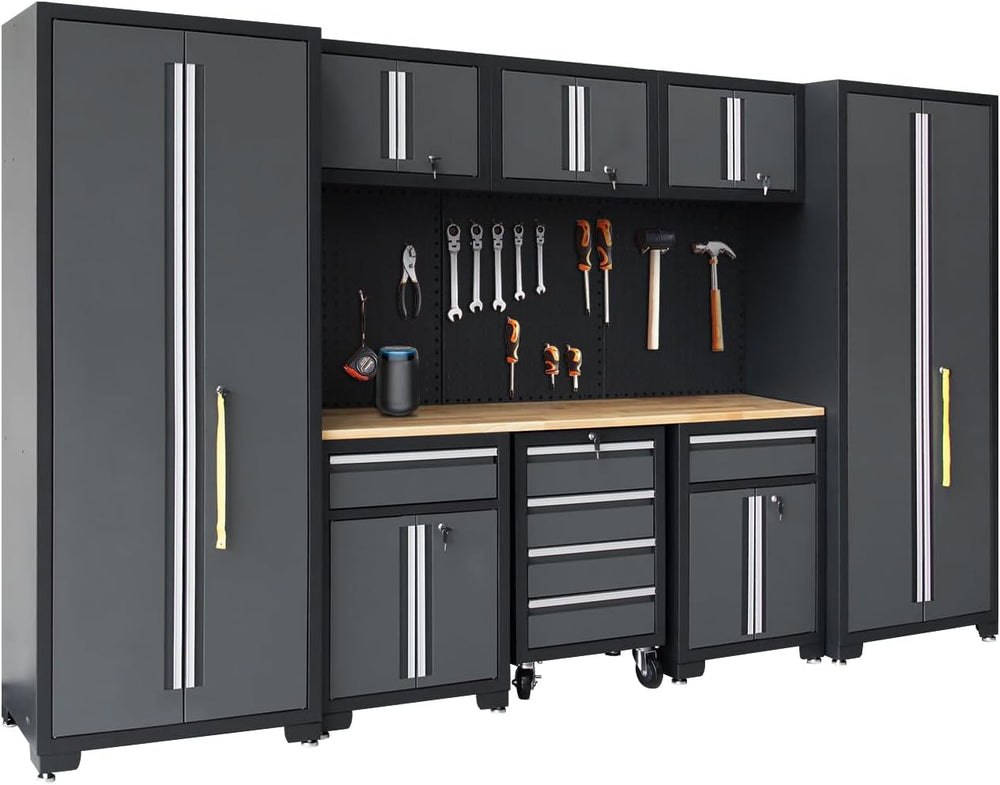 Garage Storage Cabinet System 9-Pcs Workshop Set, Black