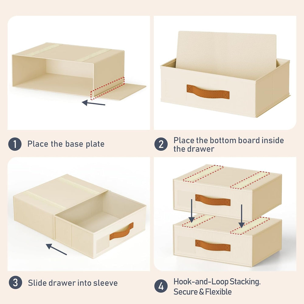 DIMJ Underwear Drawer Organizer, Stackable Bra Organizer for Closet, 4 Pack, ...