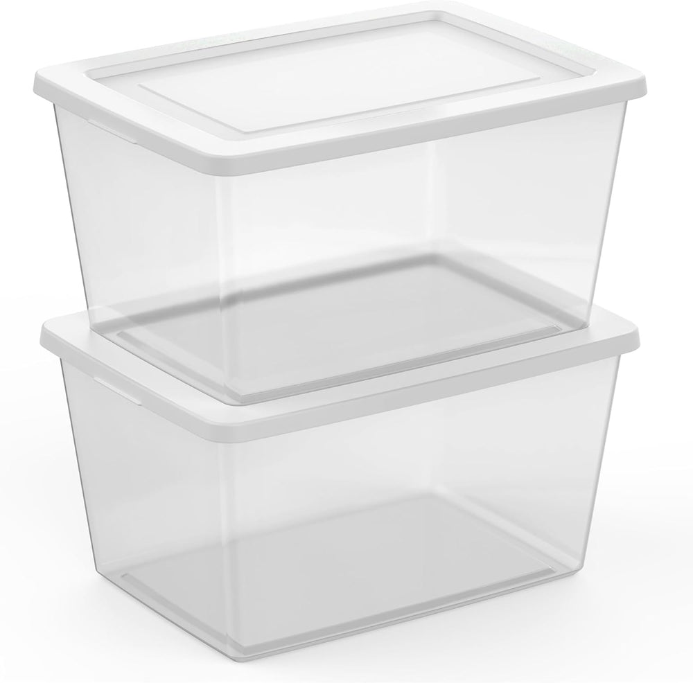 Sterilite Clear Storage Box Stackable Tote, 58 Quart, 12-Pack