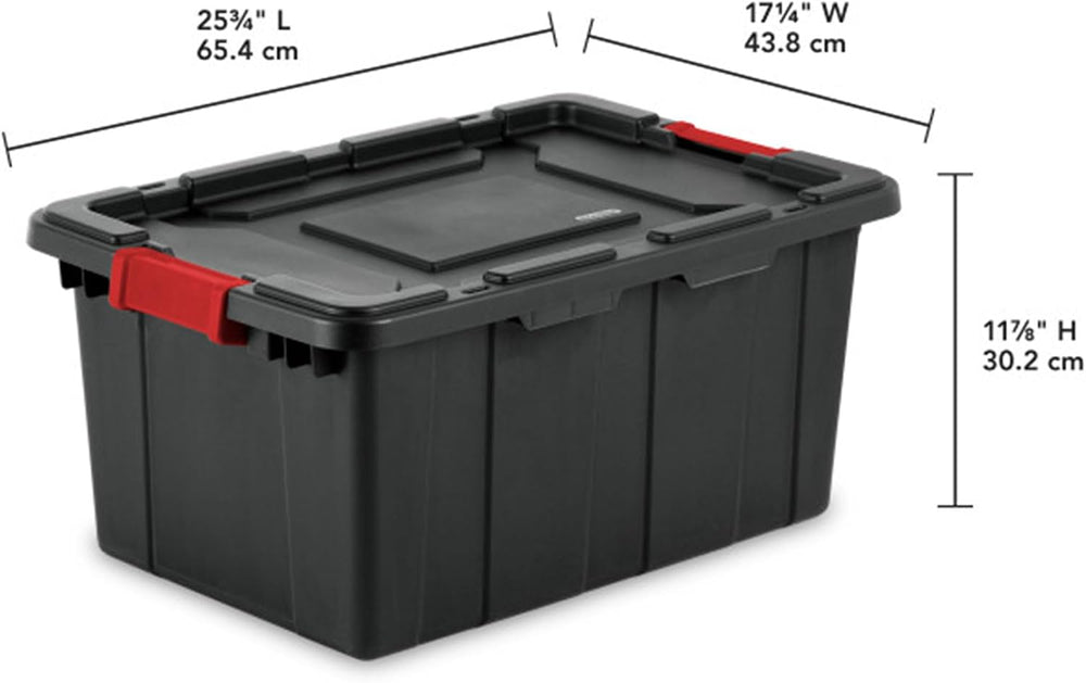 Sterilite Industrial Storage Tote with Lids for Garage, 15 Gallon, 12-Pack