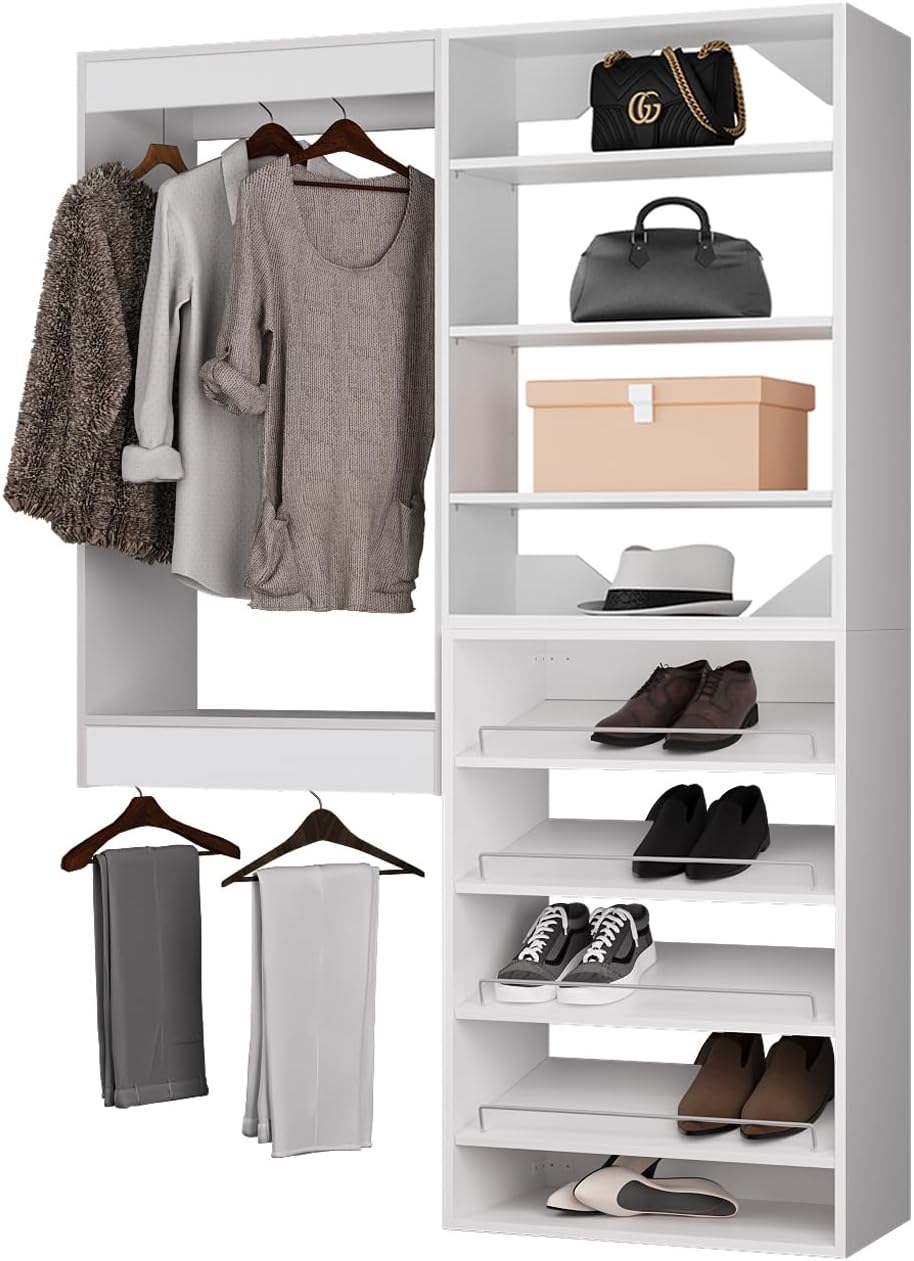 ROOMTEC Modular Closet System, 55" Wall Mounted Closet Organizer with Ha...
