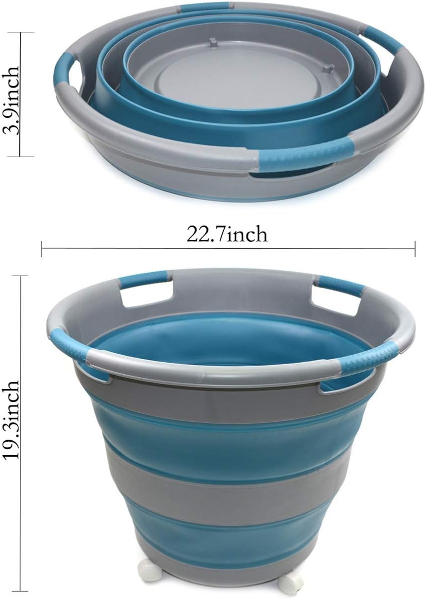 SAMMART 66L Collapsible Laundry Basket with wheels - Foldable Pop Up Storage ...