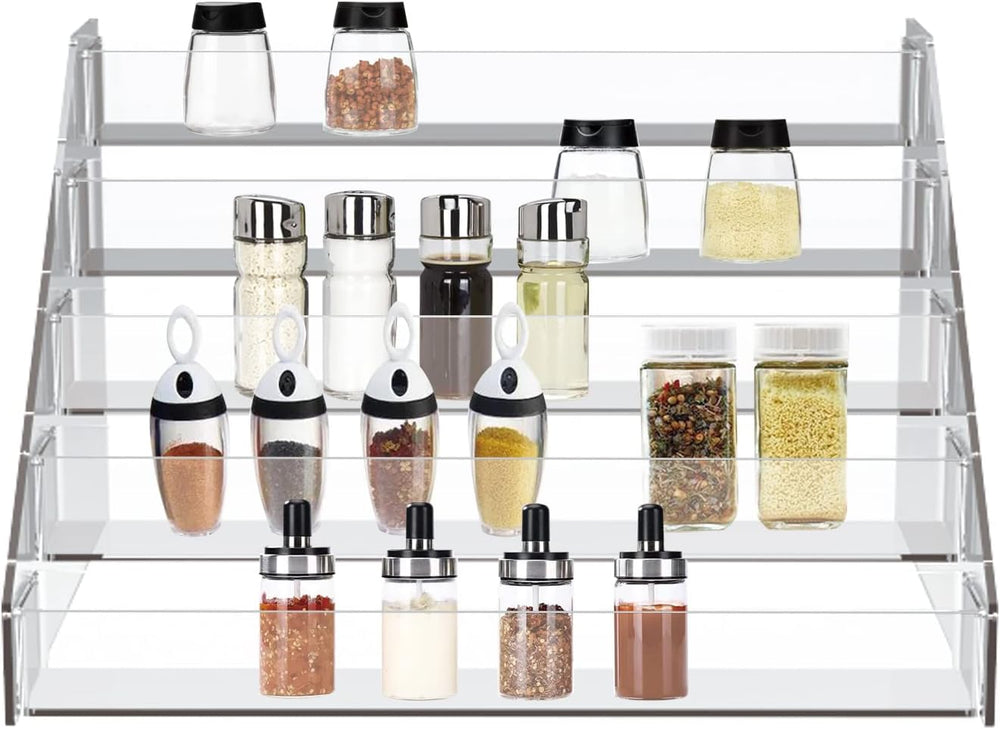 Spice Rack Organizer For Cabinet, 3 in/Tier Acrylic Tiered Spice Shelf Can St...