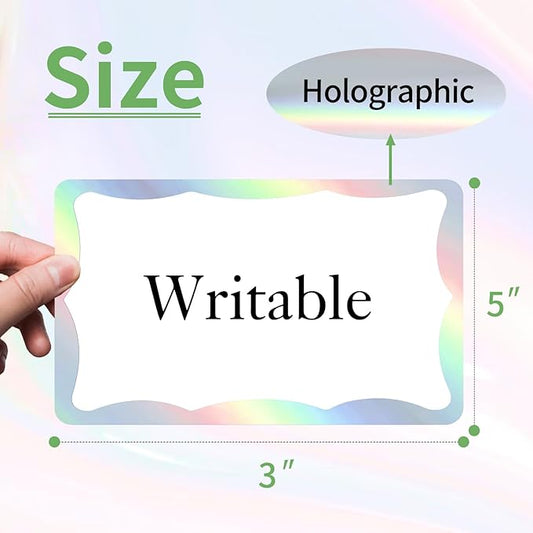 STARLIBOO Holographic Colored Labels Stickers, 3X5 Inch Removable Large Label - Image 2