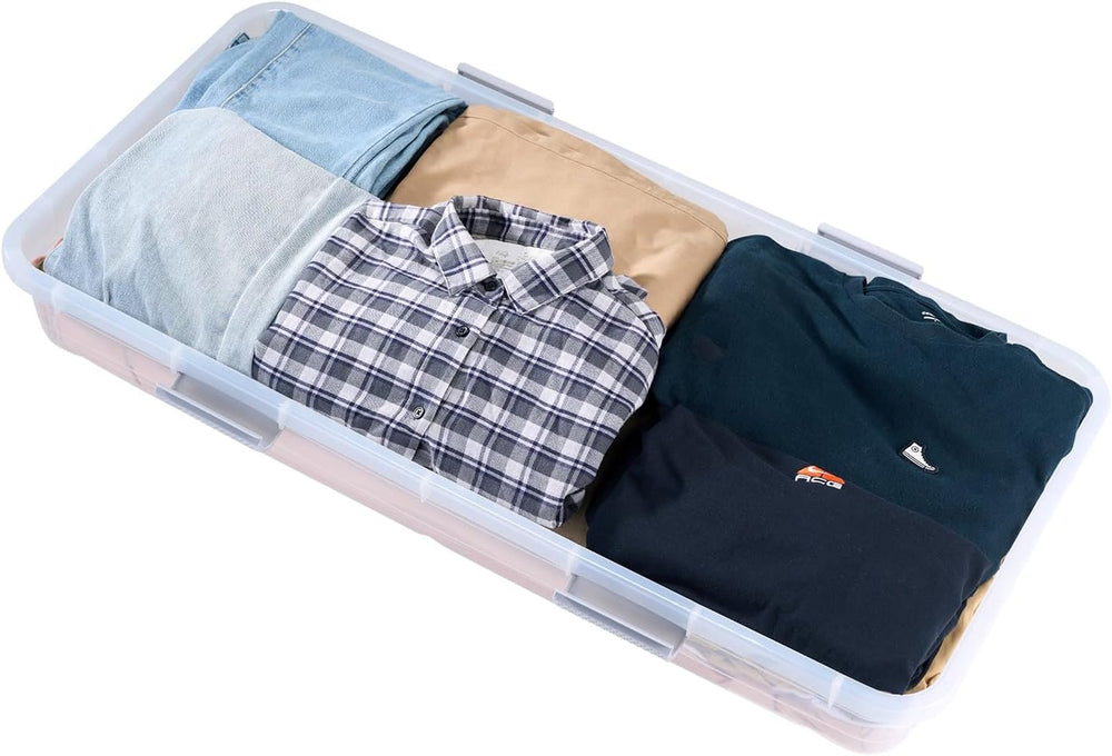 VEVOR Under Bed Storage with Wheels, 39.8 x 20.1 x 5.9 inch Underbed Containe...