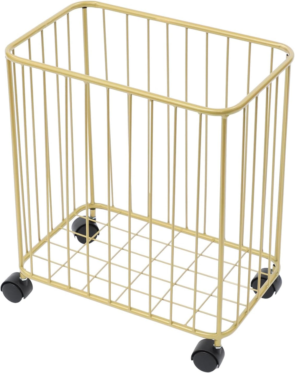 Rolling Laundry Hamper, Large-size Metal Laundry Basket Cart w/Wheels, Wheele...