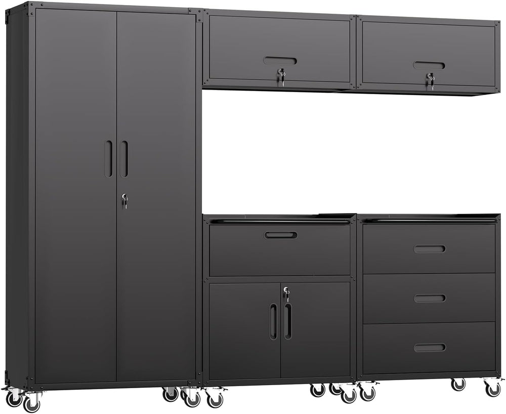 5 PCS Garage Storage Cabinets System Heavy Duty Workshop Set with Drawers Loc...