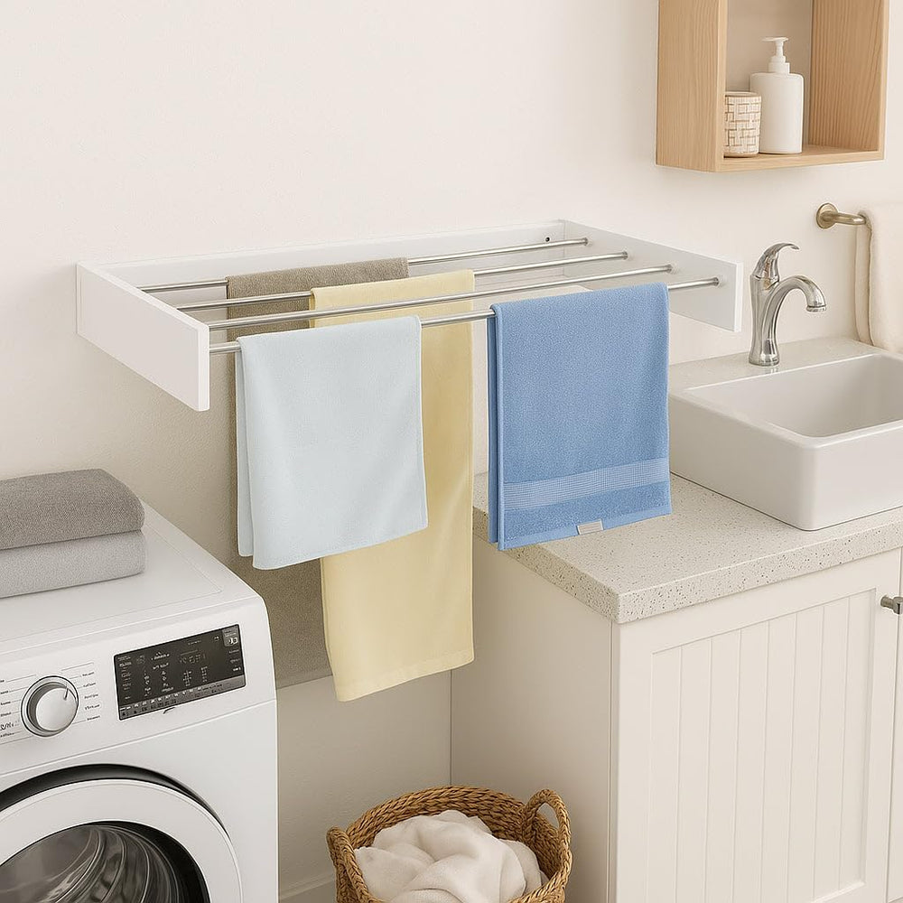 COBRA Wall Mounted Clothes Drying Rack - 40" Foldable Accordion Laundry ...