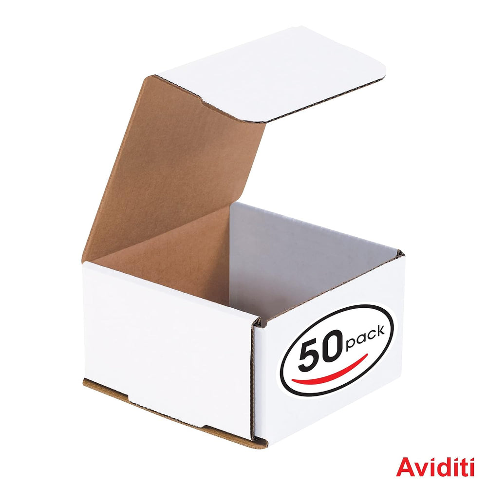 BOX USA White Corrugated Cardboard Mailing Boxes, 4 3/8" x 4 3/8" x...