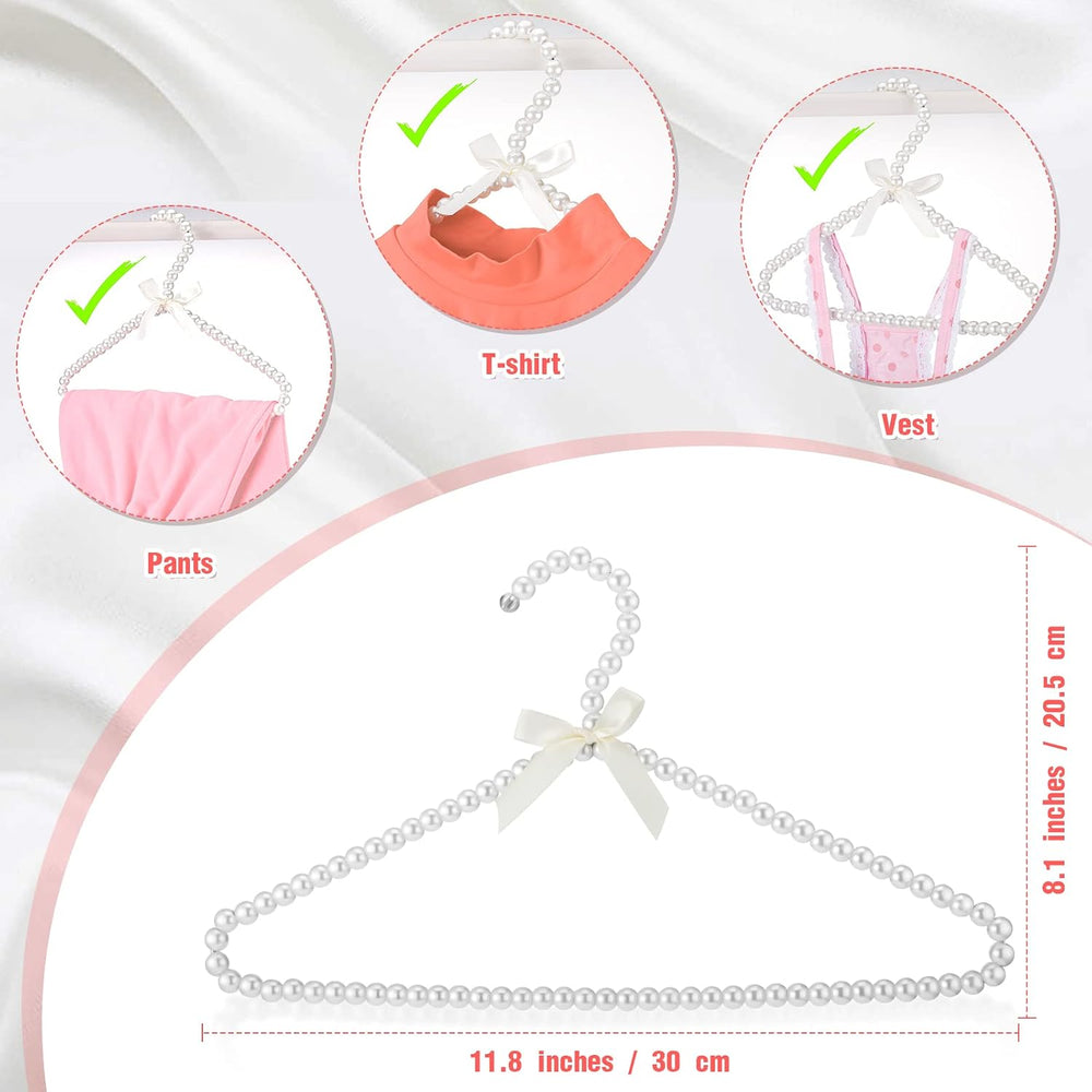 Threan White 24 Pcs Pearl Beaded Clothes Hanger Mini Pearl Hangers
