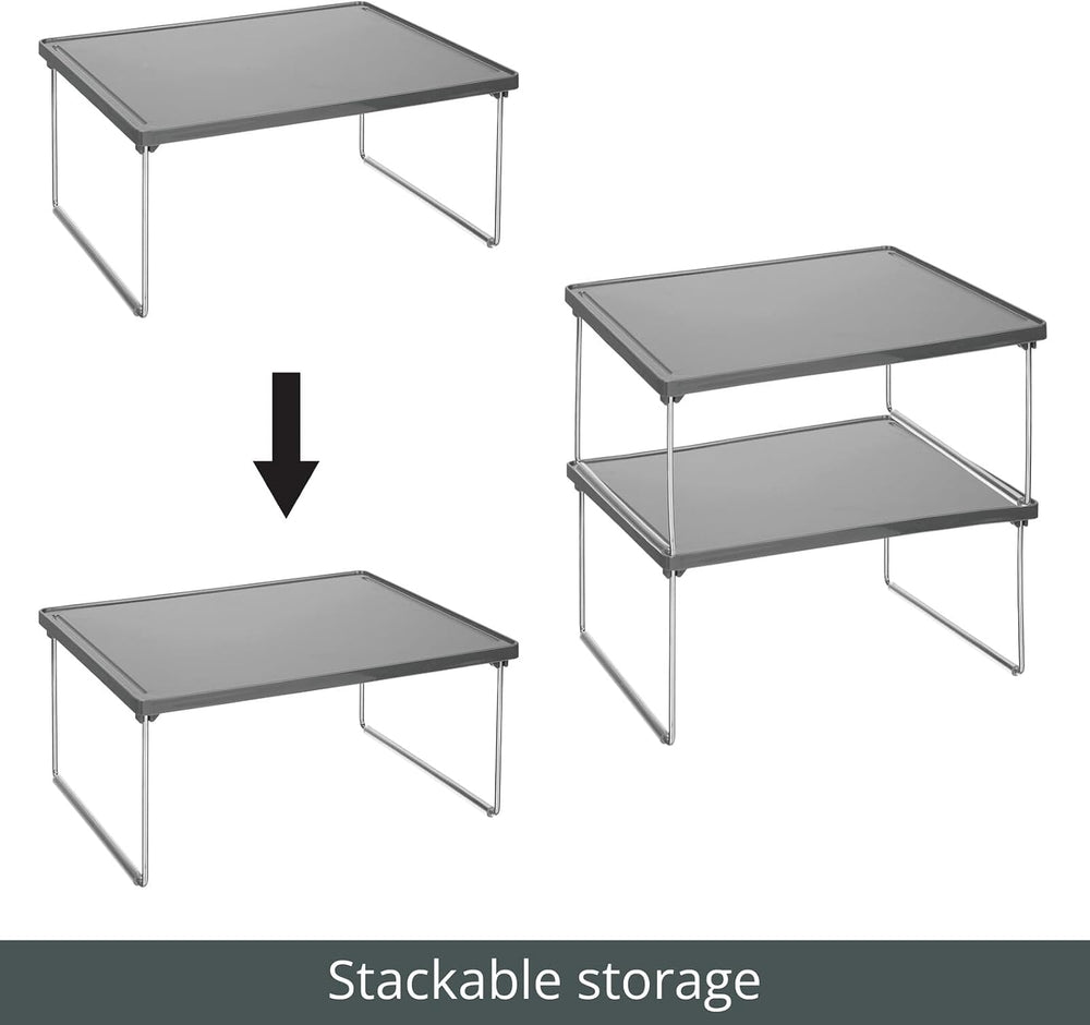 mDesign Metal Stacking Storage Organization for Shelves Inside Closet in Bedr...