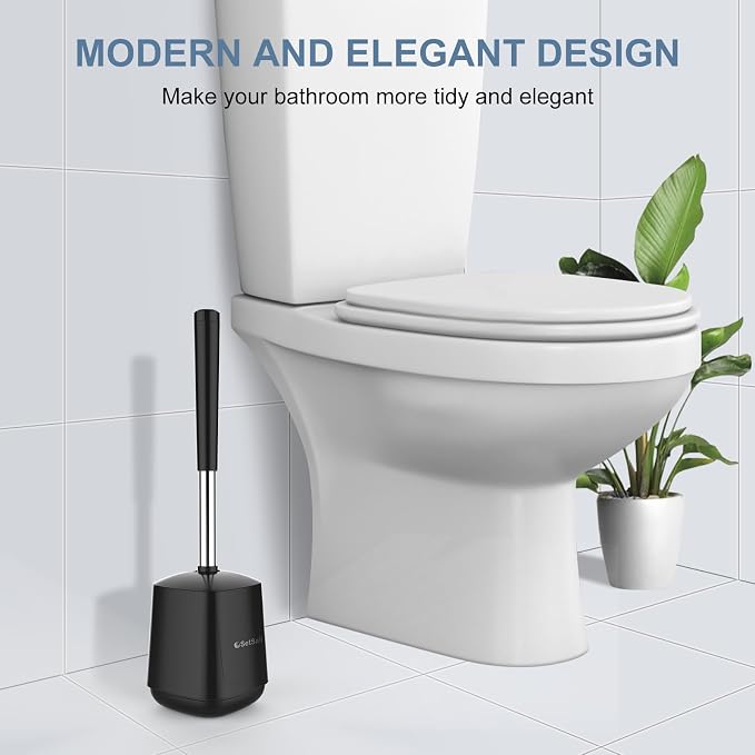 SetSail Toilet Brush and Holder, Self Closing Lid Toilet Bowl Brushes Holder - Image 7