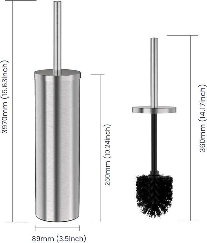 DOWRY Stainless Steel Freestanding Toilet Bowl Brush and Holder - Image 7