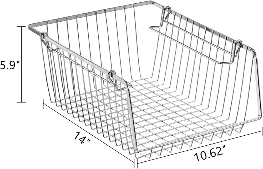 SANNO 14" Stacking Baskets Bin Wire Storage Baskets Organization Farmhou...