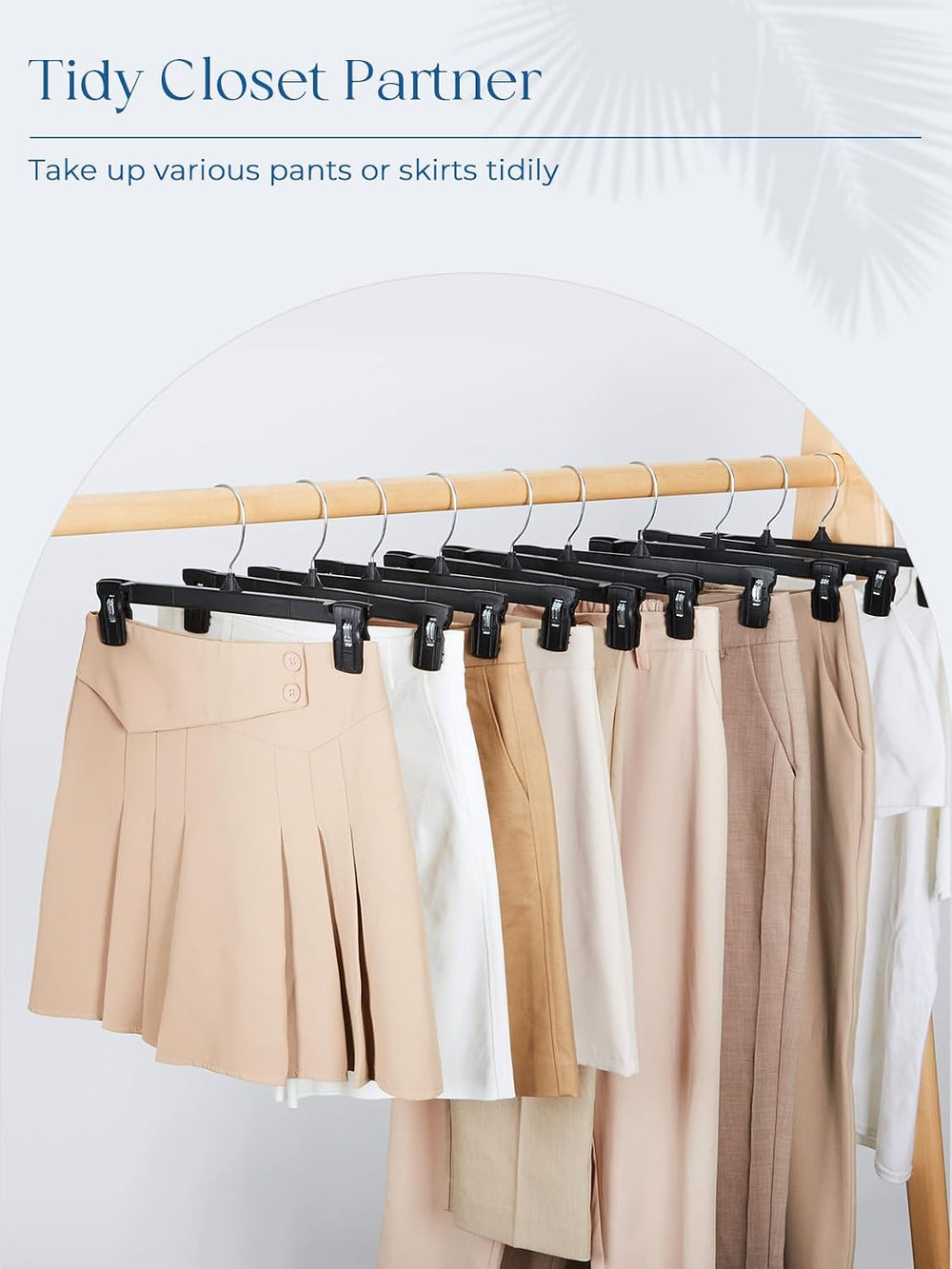 Smartor Black Pants Hangers 300 Pack, Skirt Hangers with Clips, 14 Inch