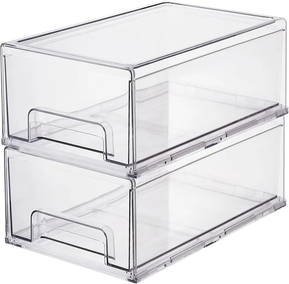 Clear Plastic Stackable Storage Drawers Bins, Perfect for Kitchen Pantry Orga...