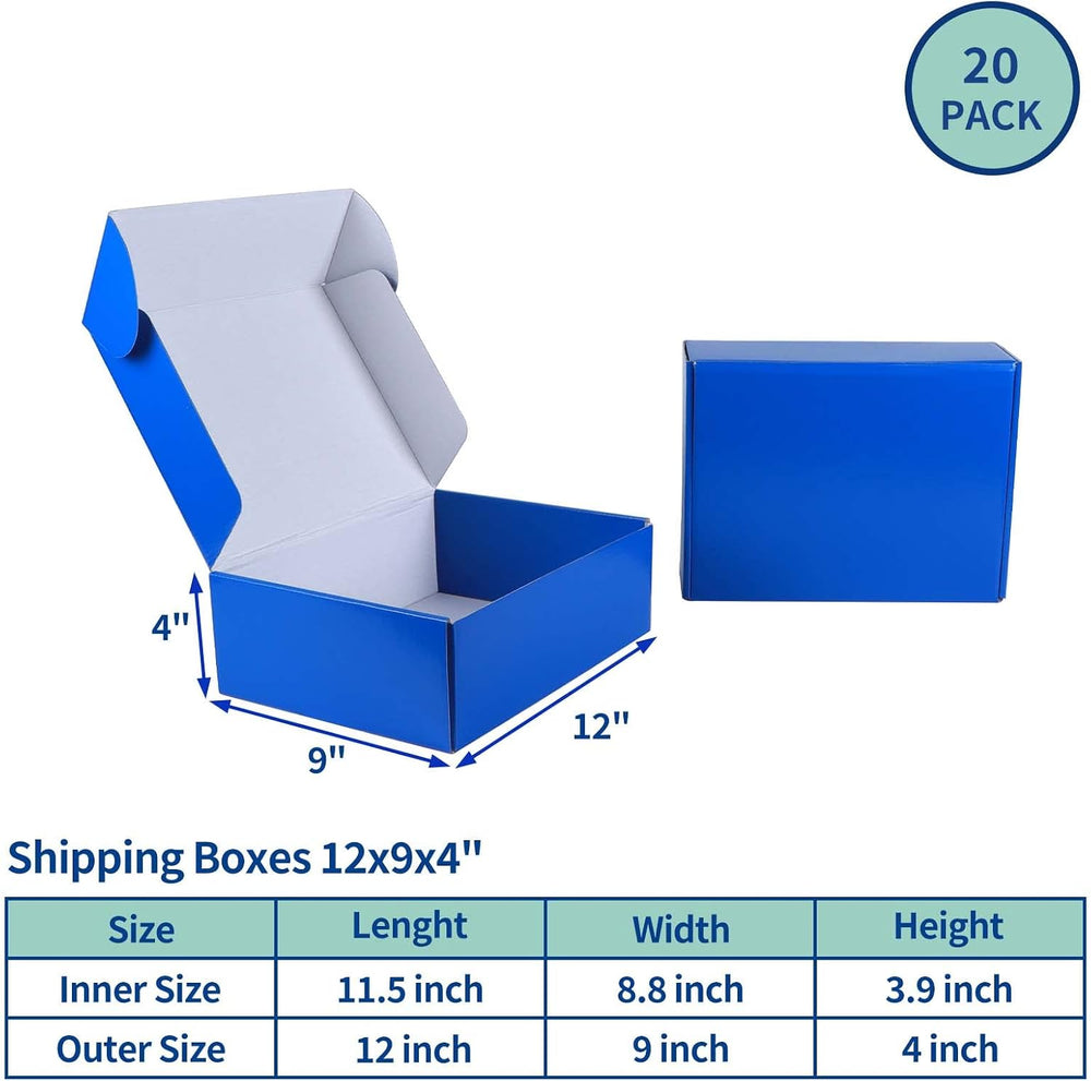 Rempry 12X9X4 Inch Blue Shipping Boxes 20 Pack, Cardboard Corrugated Mailer G...