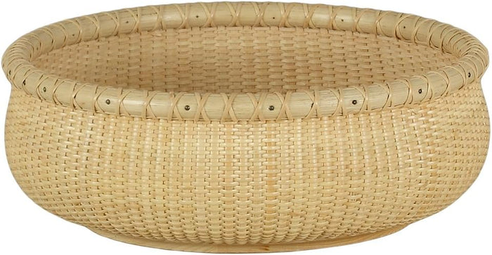 Open Round Nantucket Basket Fruit Basket Desktop Organizer Bread Basket staves and fine caneweaving