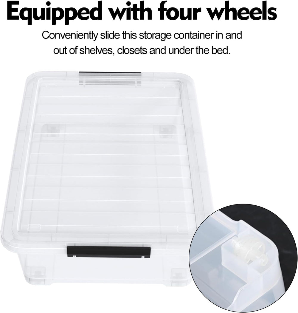 Under Bed Storage Bins with Lids, 40L Underbed Organizer, 3 Pack