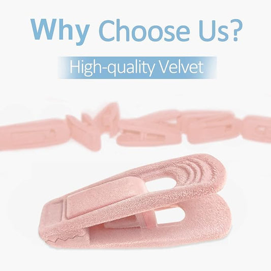 Light Pink Velvet Hangers Clips 40 PCS, Non-Slip Finger Clip - Image 2