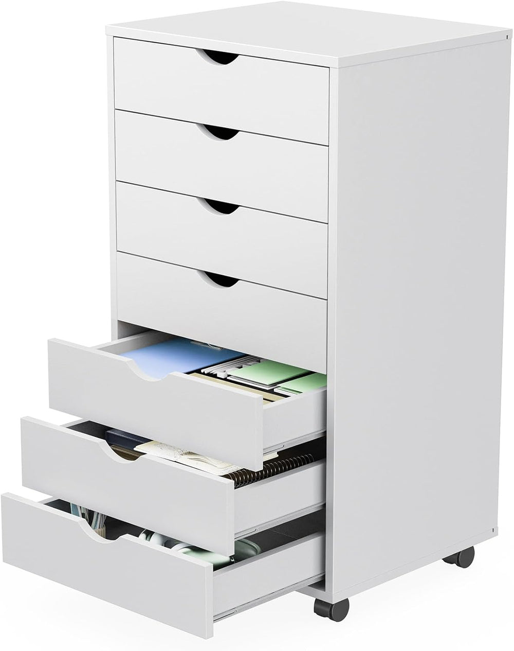 Sweetcrispy 7 Drawer Rolling Storage Cabinet, Wood Under Desk Mobile Dresser ...