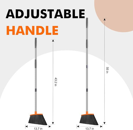 NACENA Heavy Duty Broom, 55 Inch Long Handle Outdoor Large Angle Brooms - Image 2
