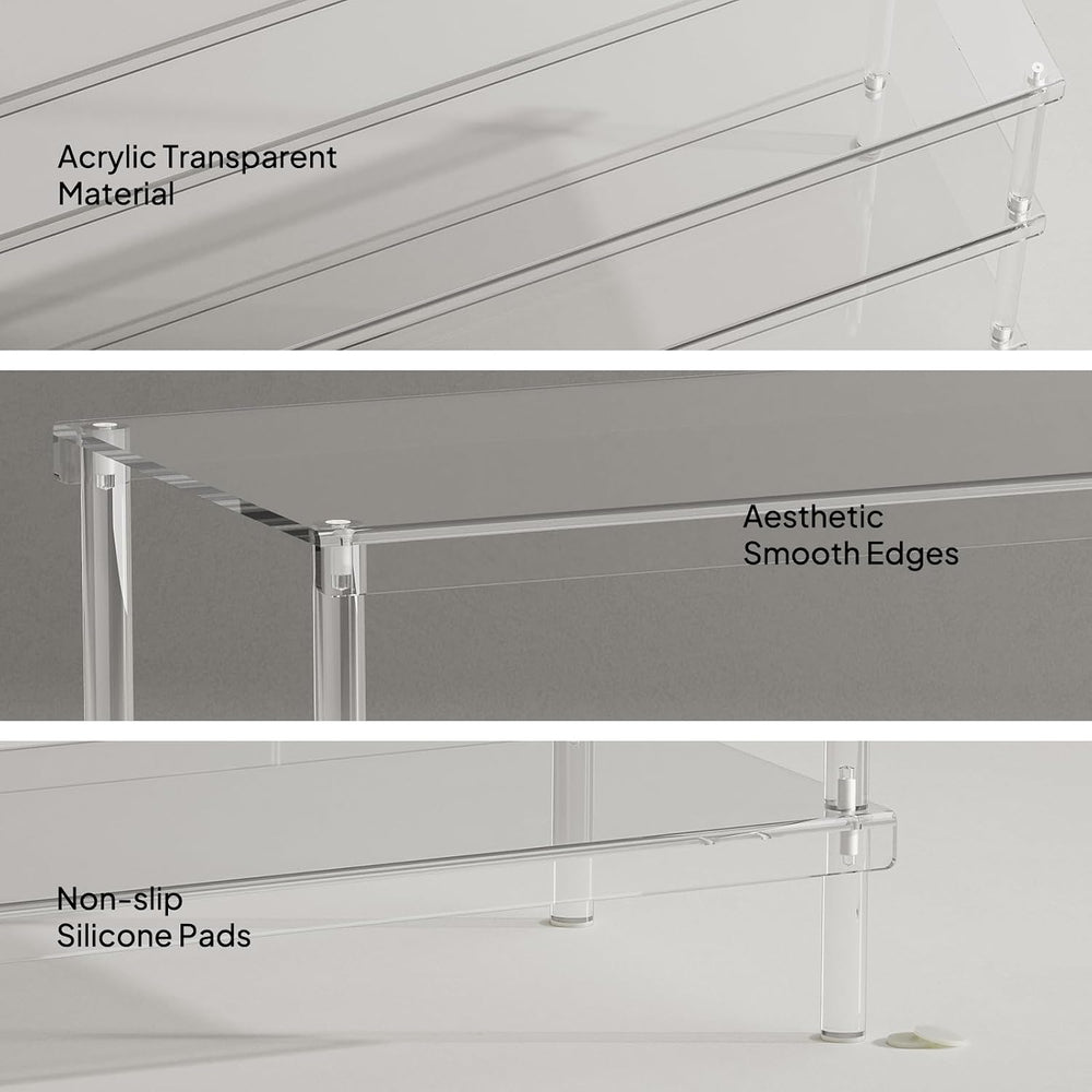 Aquiver Acrylic 3-Tier Long Shoe Rack - Clear Wide Shoe Rack for Closet - Ent...