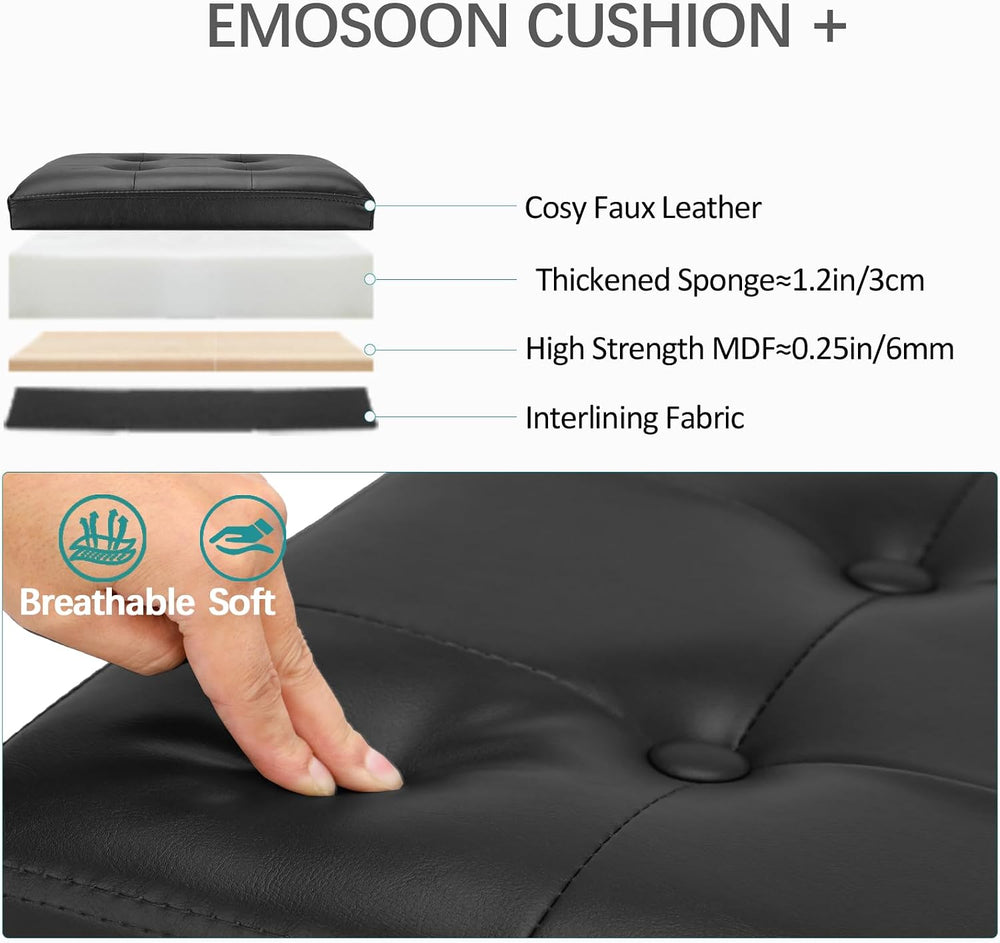 18 Inches Cube Storage Ottoman, Faux Leather Collapsible Square Folding Ottom...